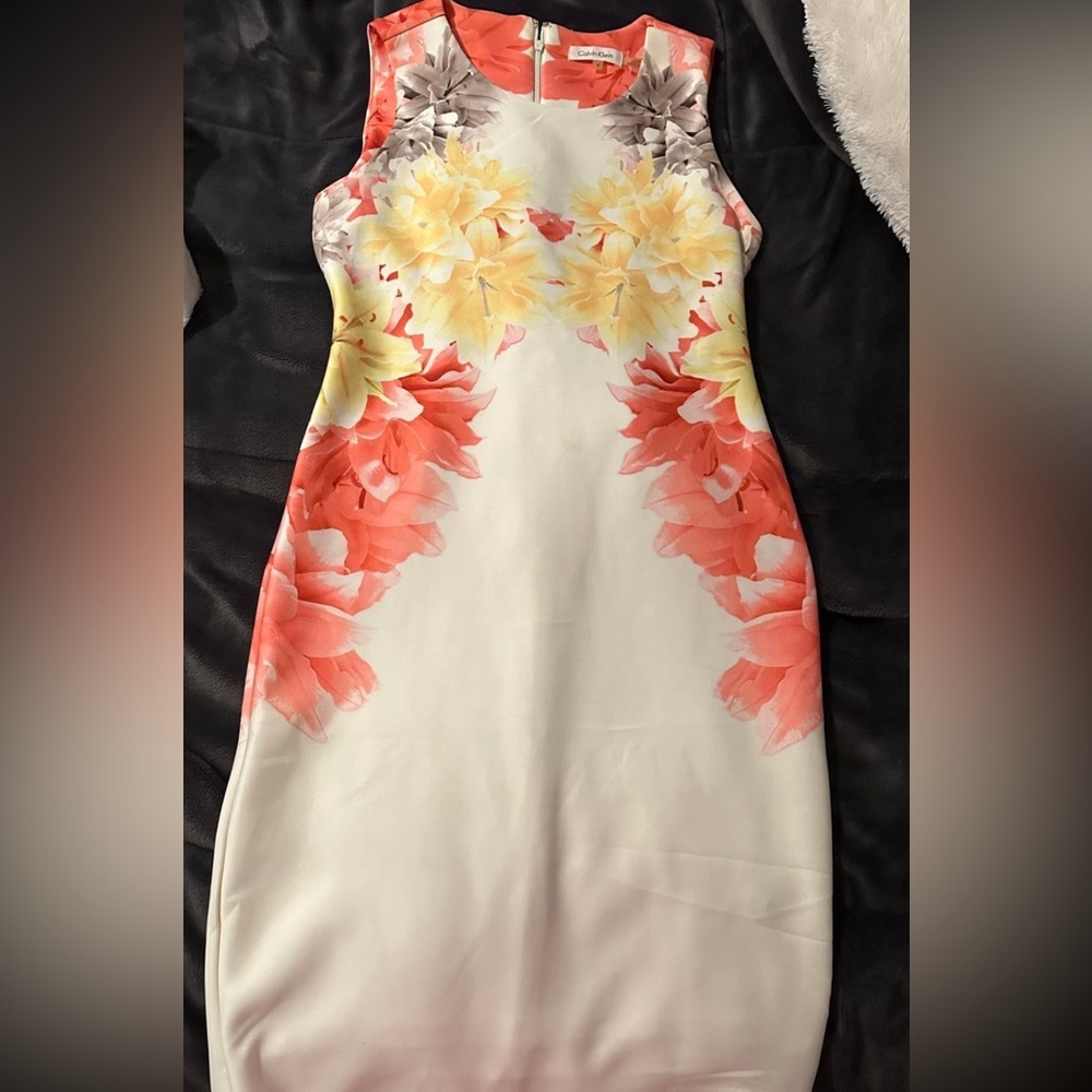 Calvin Klein floral scuba midi dress